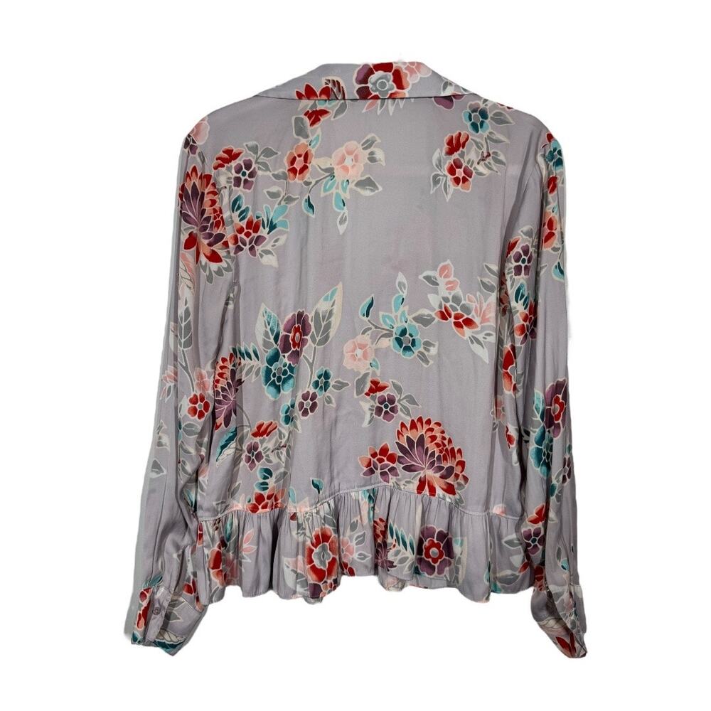 Josie Natori Lotus Bouquet Floral Pajama Set Medium Long Sleeve Shorts Ruffle - Picture 5 of 10